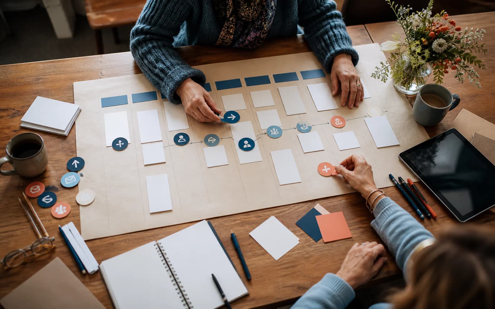 A care team mapping a daily workflow together